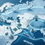 EU drone motor supply chain map showing component flow from Asian manufacturers to European drone assembly — brushless motors, logistics routes, and U-Space regulatory context